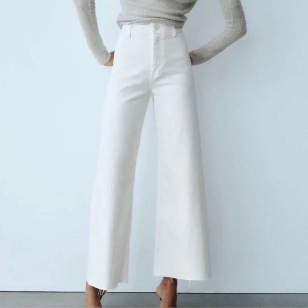 Zara White Wide Leg Jeans